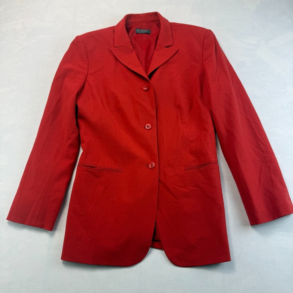 Classiques Entier Blazer Jacket Womens 0 Red Wool Single Breasted Career Classic